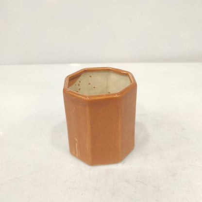 Hexagon shaped Ceramic orange pot for office & home decoration