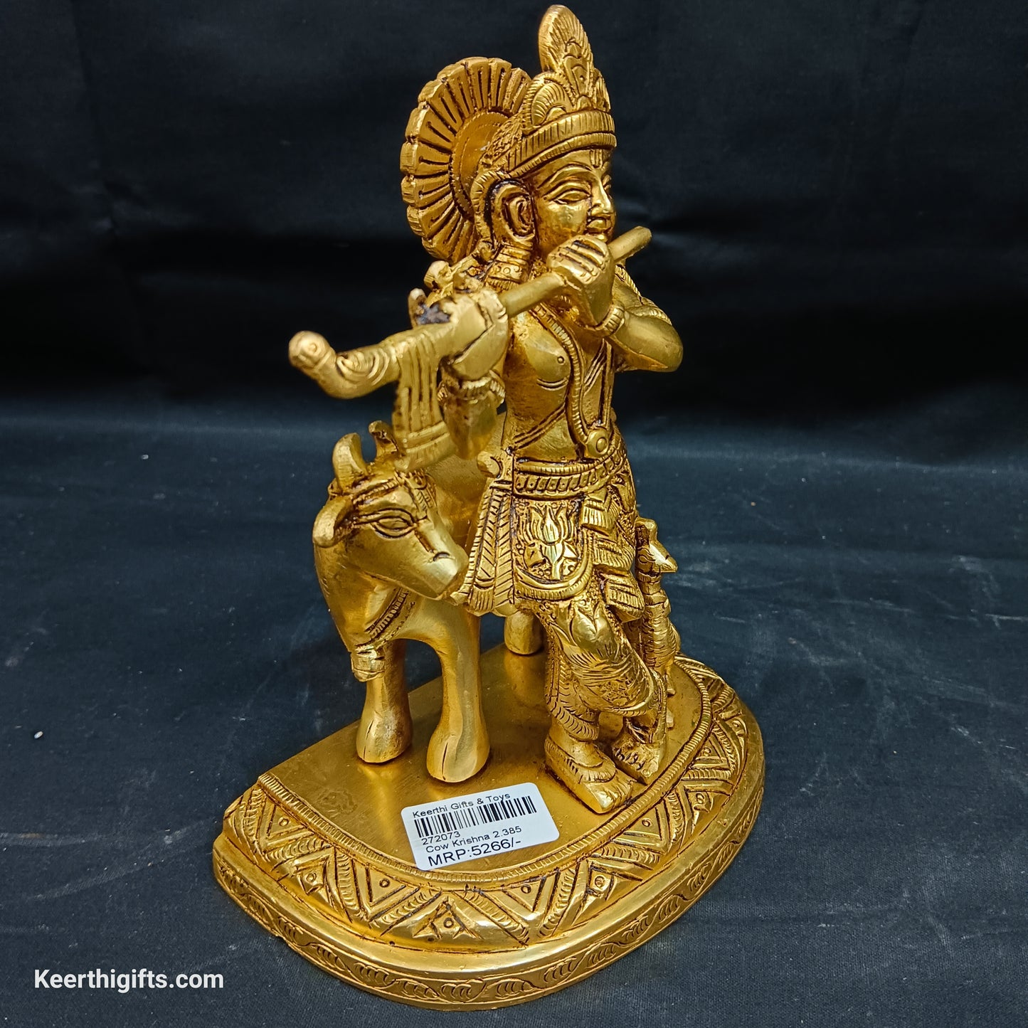 Cow Krishna brass antique idol