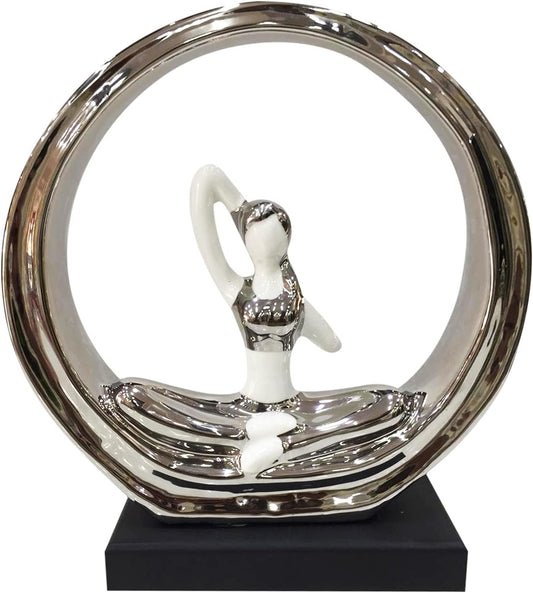 Lady Statue - Decorative Sculptures showpiece for Living Room Office Drawing Room Home Decoration and Gifts (Silver)