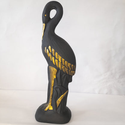 Paper Machie Swan Wood Black Gold Finish