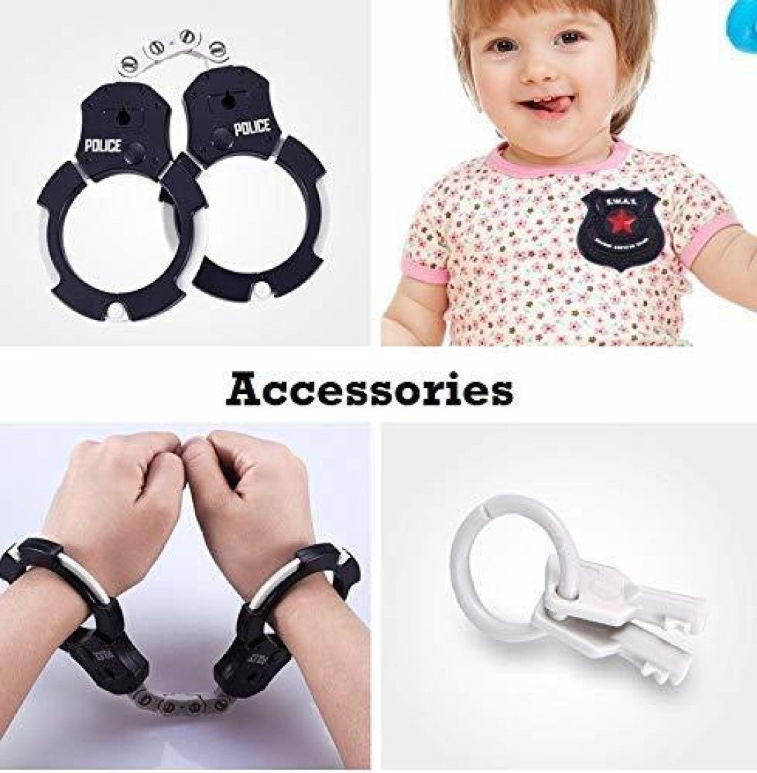 Child Police Role play toy Game set. 2 in 1 soft Foam Dart and water toy gun, with Handcuffs, police Badge for kids 3y above