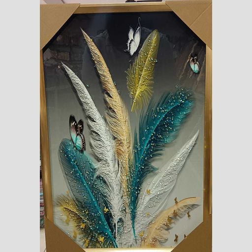 FEATHER CRYSTAL PAINTING FOR BACKGROUND OF A COUCH