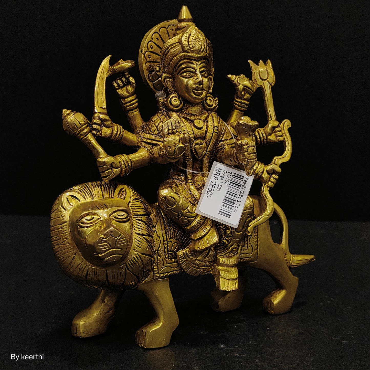 Durga Brass Statue In Gold Color , Home Decor Gift, Indian Brass Art, Brass God Idol, Brass Figurine , Diwali gift