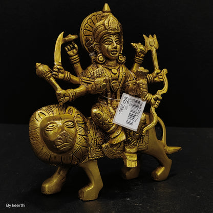 Durga Brass Statue In Gold Color , Home Decor Gift, Indian Brass Art, Brass God Idol, Brass Figurine , Diwali gift