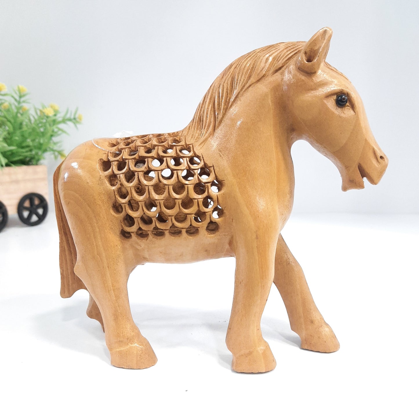 Wooden Horse W/Turned Neck U/Cut