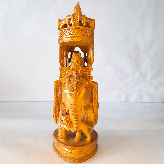 Wooden Amb. Oval Carved With Lion on Trunk