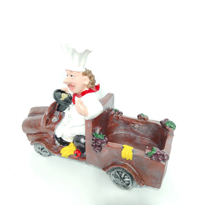 Chef in Racing Car Resin Wine Holder