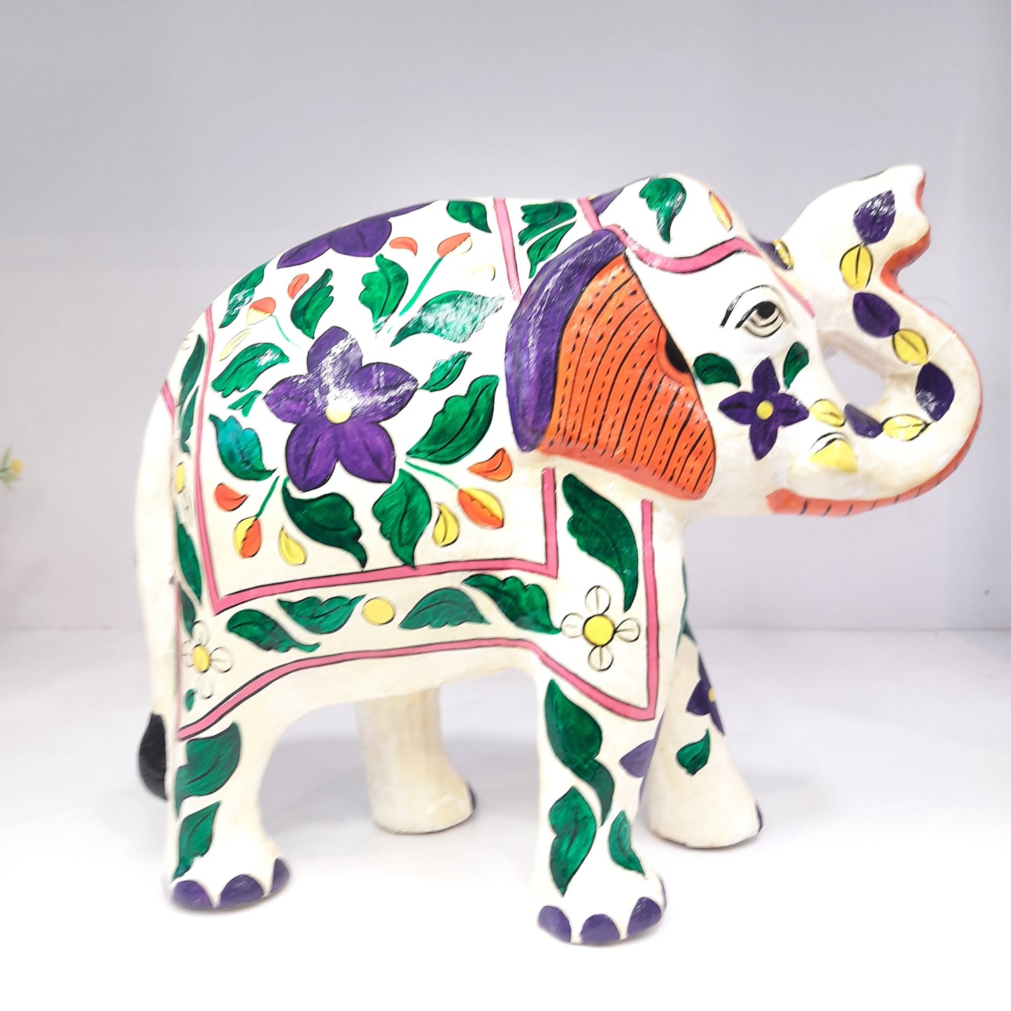 Paper Machie Elephant Saluting Painted