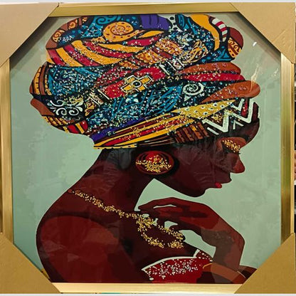 African Woman Crystal Painting for Background of a couch