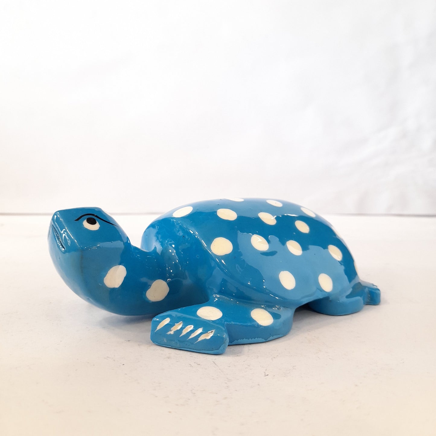 Wooden Turtle Black & White Painted