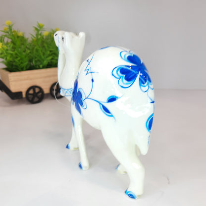 Wooden Camel Black & White Painted