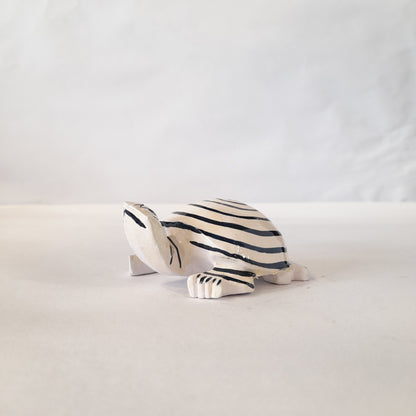 Wooden Turtle Spiral Black & White Paint