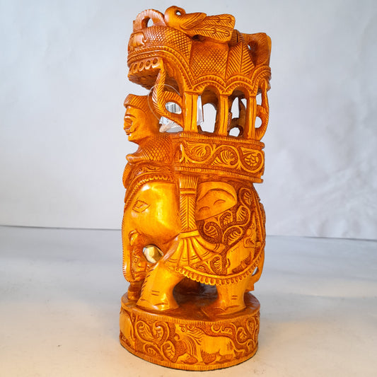 Wooden Amba wadi Shikar Carved Round Fine