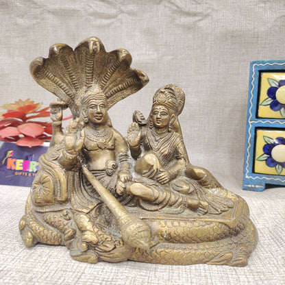 Antique Lakshmi Vishnu brass Idol