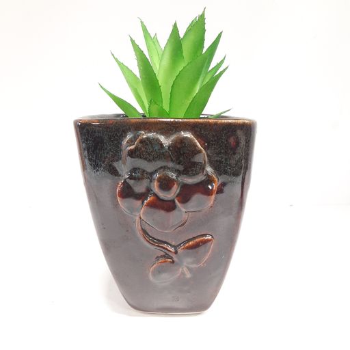Flower textured designer Ceramic pot for office & home decoration purpose