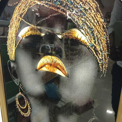 African woman CRYSTAL PAINTING FOR BACKGROUND OF A COUCH