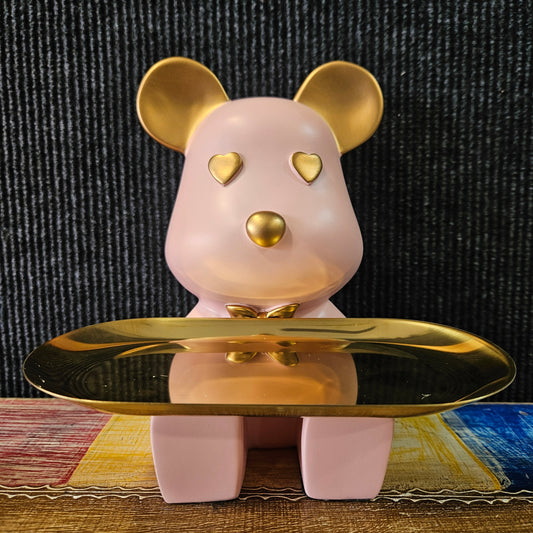 Bear Figurine Storage Tray Desk Organizer for Dining Room Entrance Shop showpiece Figurine for home Decor