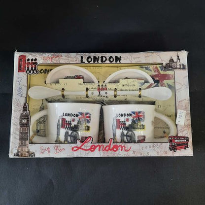 London print travel cup and spoon set
