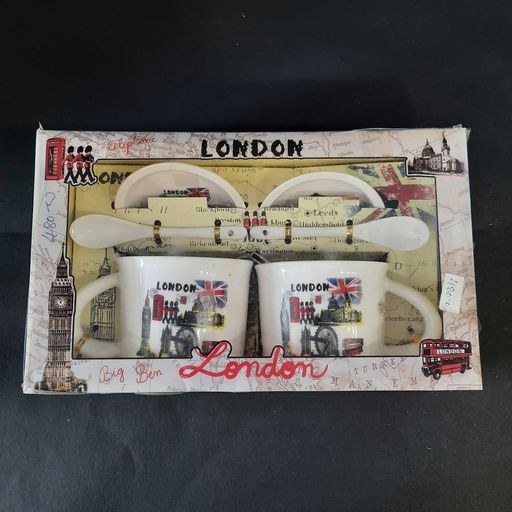 London print travel cup and spoon set