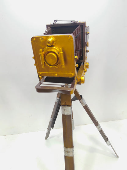 Mini Old Antique Looks Old Time Retro Photography Camera with Wooden Tripod Stand
