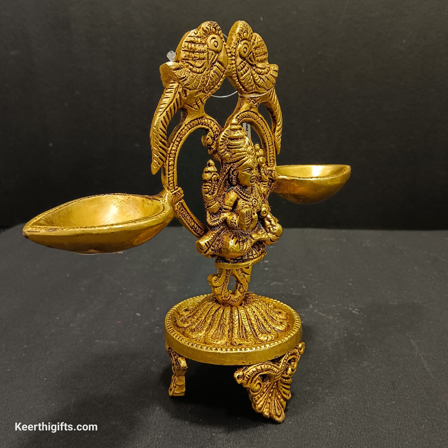 Lakshmi 2 Diya stand brass antique