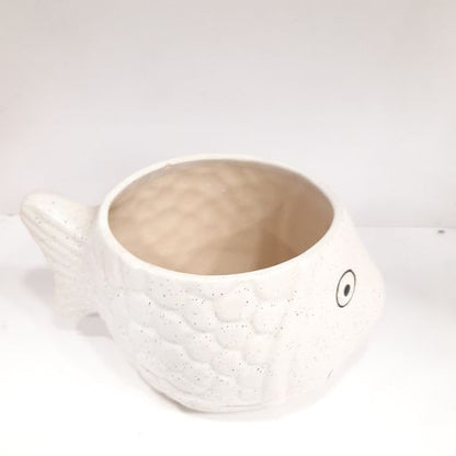 fish shaped & face printed ceramic pot for Garden,office&desktop Decoration purpose