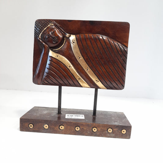 Wooden G.Budha Eyes on stand W/Glass Chitton Oxd.