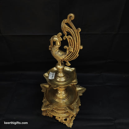 Brass Peacock Deepak 16.5 inch