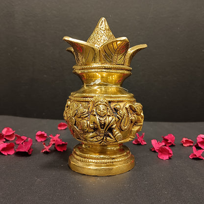 Brass antiques Kalasham with Lakshmi and Ganesh designs