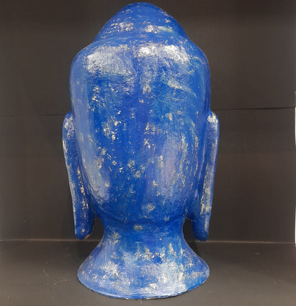 Paper Machie Gautam Buddha Head With Blue Gold Finish