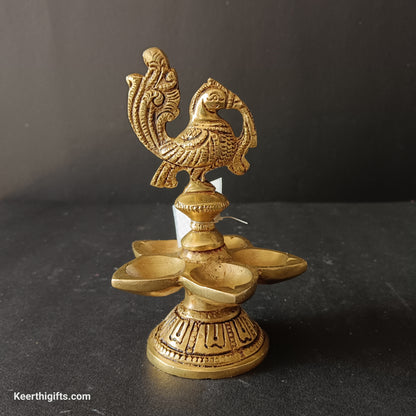 Brass antique peacock Diya
