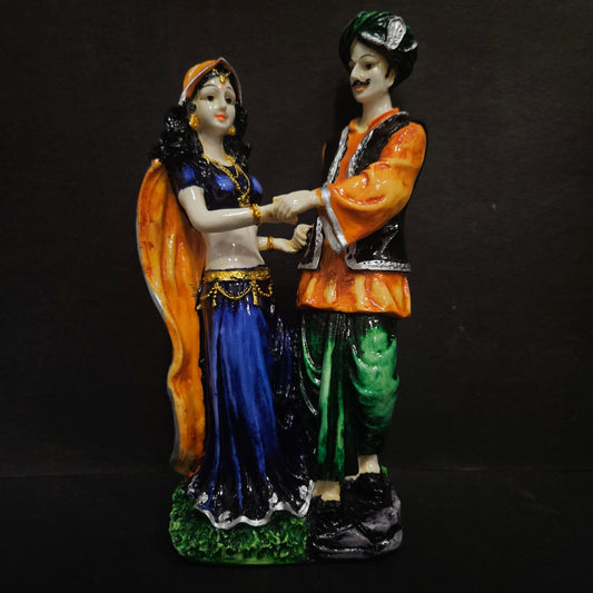 Traditional rajastani Couple standing in dancing position showpiece Figurine