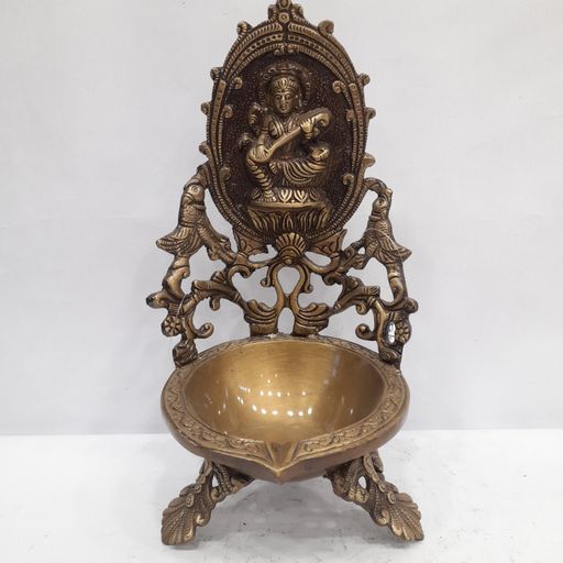 Brass Saraswati Diya oil lamp