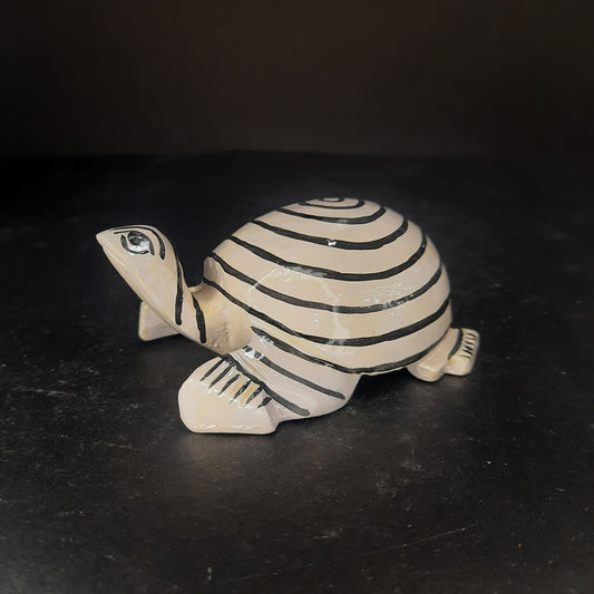 Wooden Turtle Spiral Black & White Paint