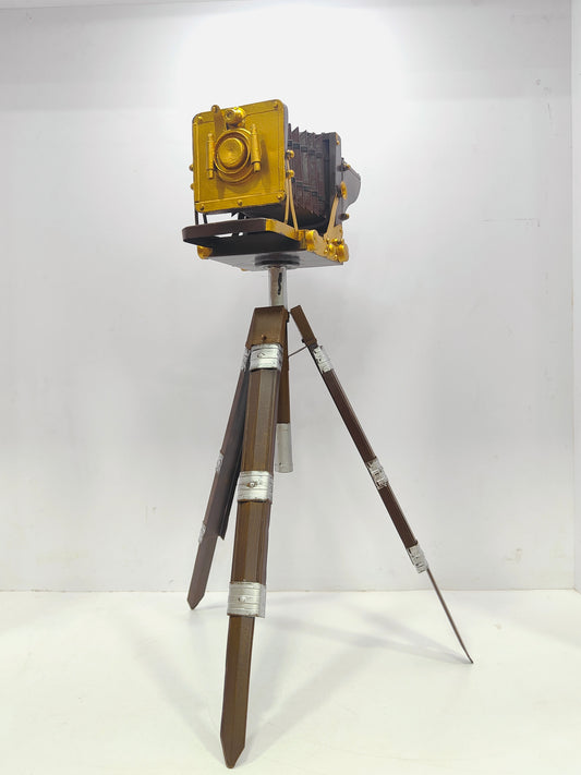 Mini Old Antique Looks Old Time Retro Photography Camera with Wooden Tripod Stand