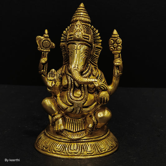 Brass Ganesha Statue, Ganesha for Alter, Vinayak Statue, Hindu Elephant God figure, Ganpati idol