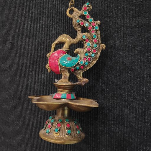 Colour Stone Ganesh oil lamp