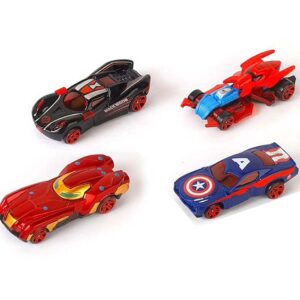 Avengers Car Toys For Boys, Small Metal Avengers Car Toys For Kids Age 3 To 10 Years, Set Of 4 Mini Racers Super Hero Alloy Cars