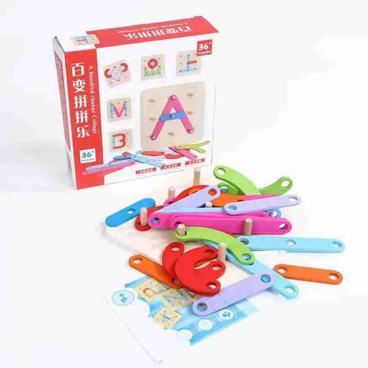 Wooden Change Collage Letter Making Board Puzzle Kids Toys Learning Educational Baby Toys Puzzle for Kids 3 Years Above age Boy and Girls