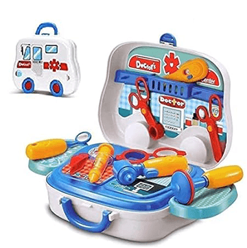 Doctor Set Pretend Play Thermometer Shots, Glasses, Scissors & More Tools for Boys & Girls Portable Play Kit for Preschoolers