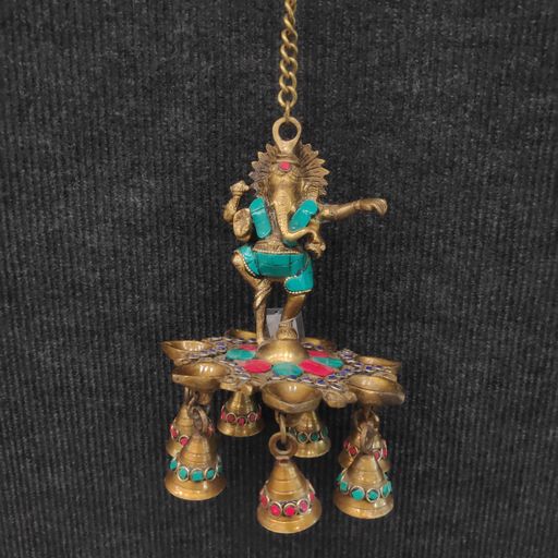 Colour Stone Ganesh oil lamp