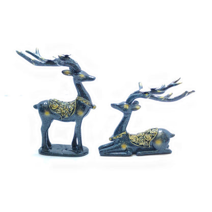 2Pcs Resin Christmas Reindeer Figurines Crafts Art for Indoor Holiday Decor