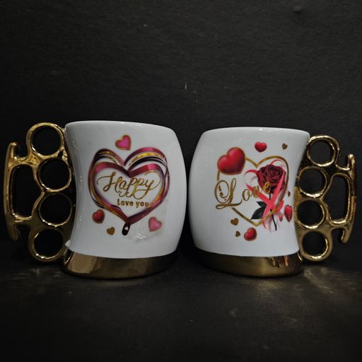 Classy Elephant Horns shaped Coffee Mugs with Finger knuckles punch shaped Holders coffee mug for couples
