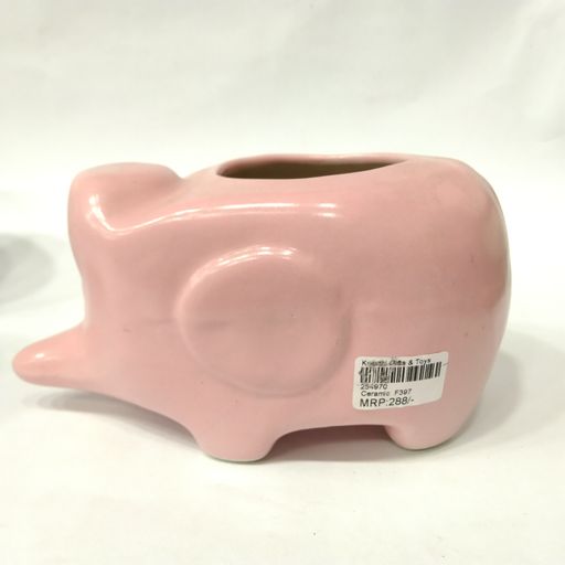 Baby pink Cute elephant Shaped Ceramic Flower Pot for home office & desktop purpose