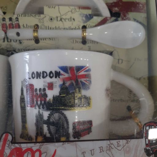 London print travel cup and spoon set