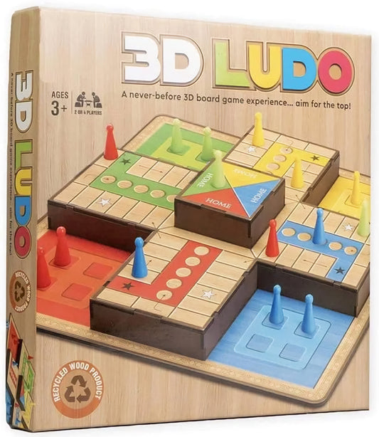 New Kids 3D Ludo MDF Wooden Board Game Play Family Fun with for Kids and Adults