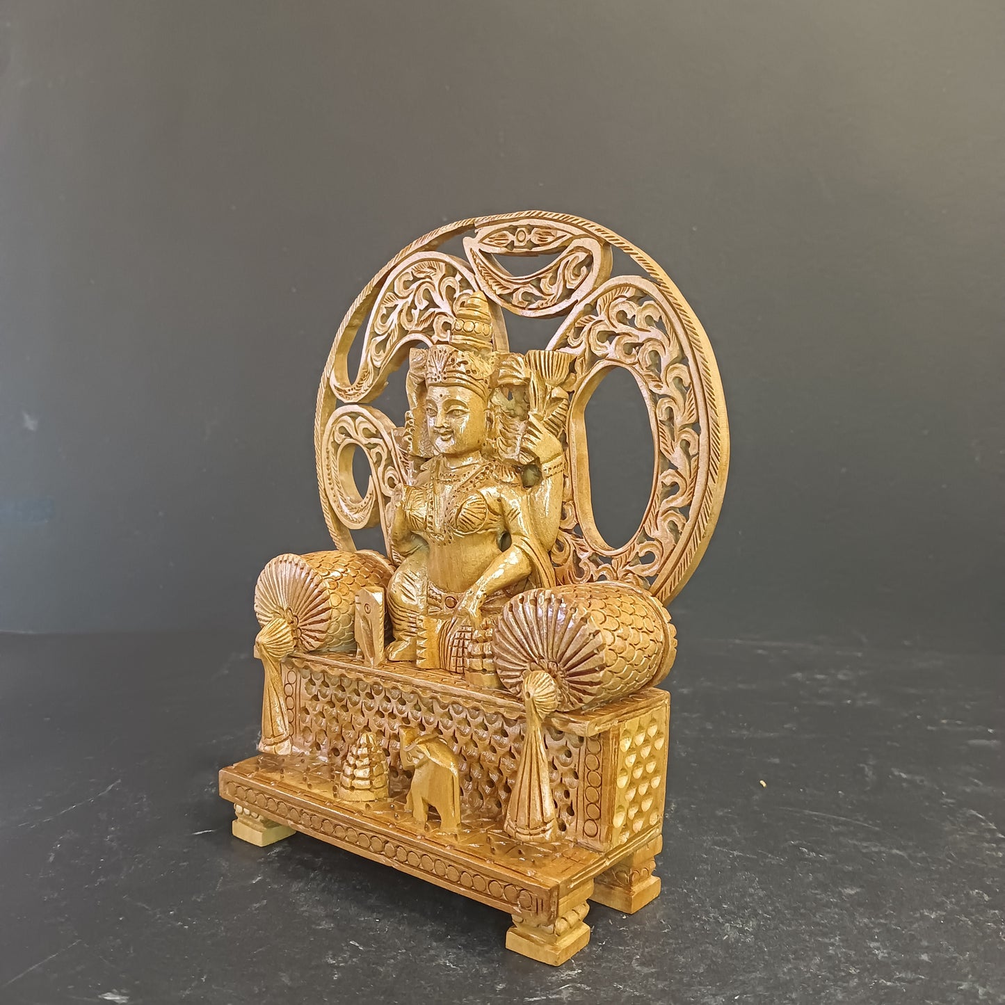 Wooden God Figure on Box Jali W/Om