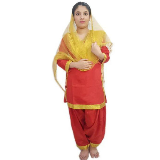 Punjabi Suit with Net Chunni -Assorted Color - 6-8 Years
