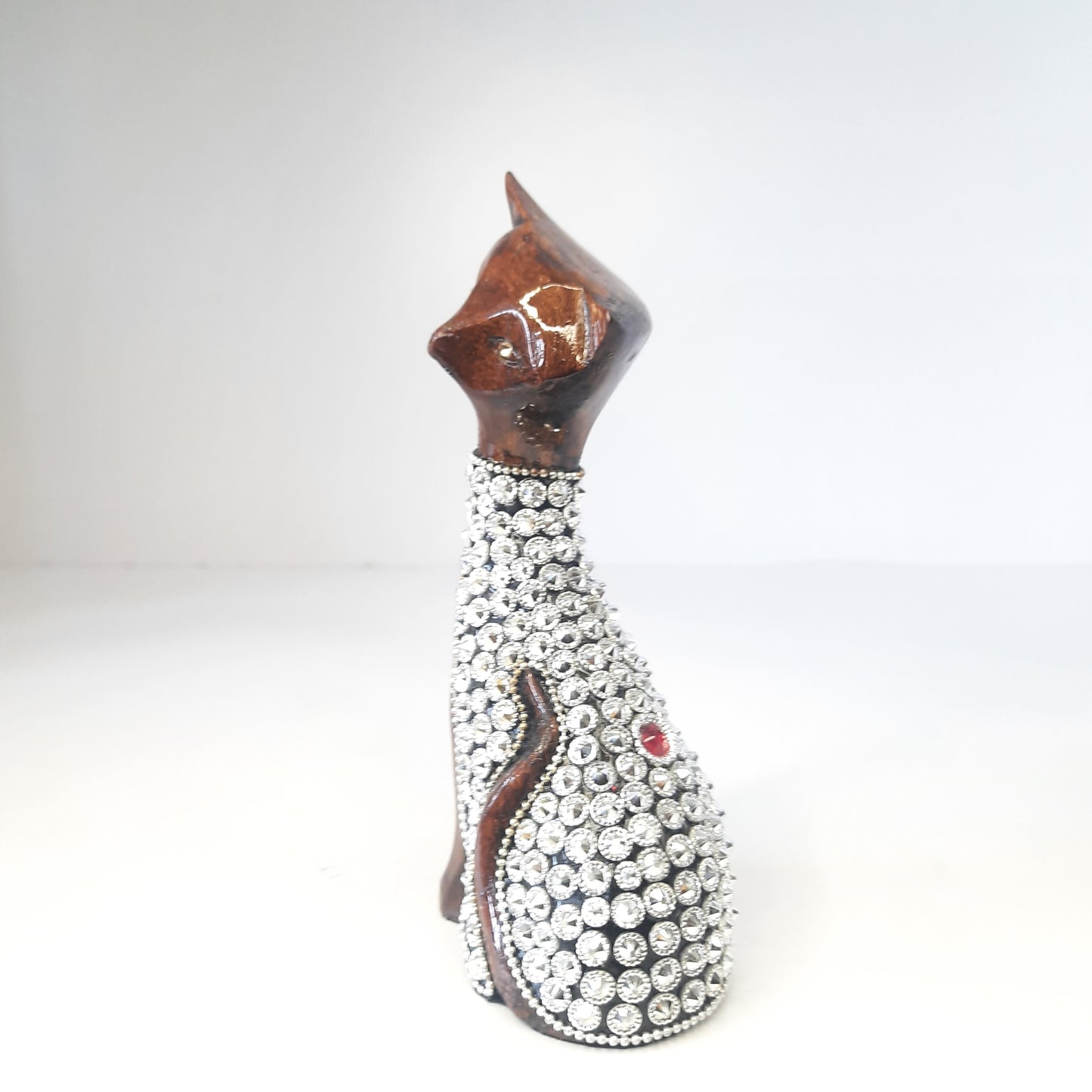 Wooden Cat Standing W/S. Chitton Work Oxod