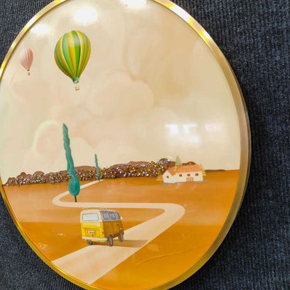Hot Air Ballon GOLD Ring Framed Acrylic Crystal Frame For Home, Office